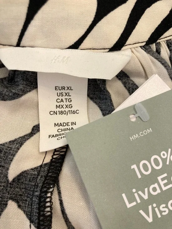 H&M Black Leaf Print Viscose Kaftan Dress NWT - Picture 6 of 8